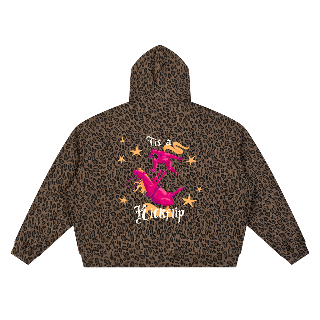 Kickflip Unisex Leopard Print Waffle Full Zip Hoodie