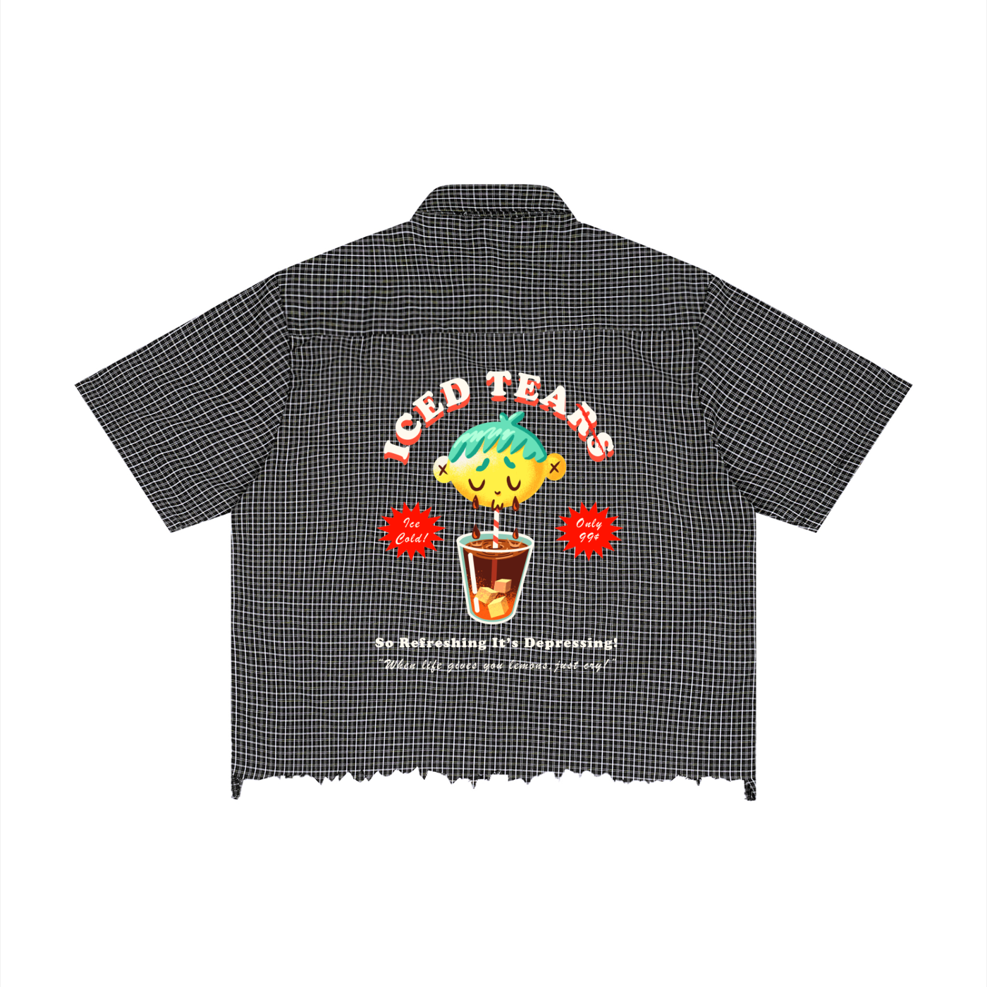 Iced Tears Unisex Distressed Plaid Boxy Shirt