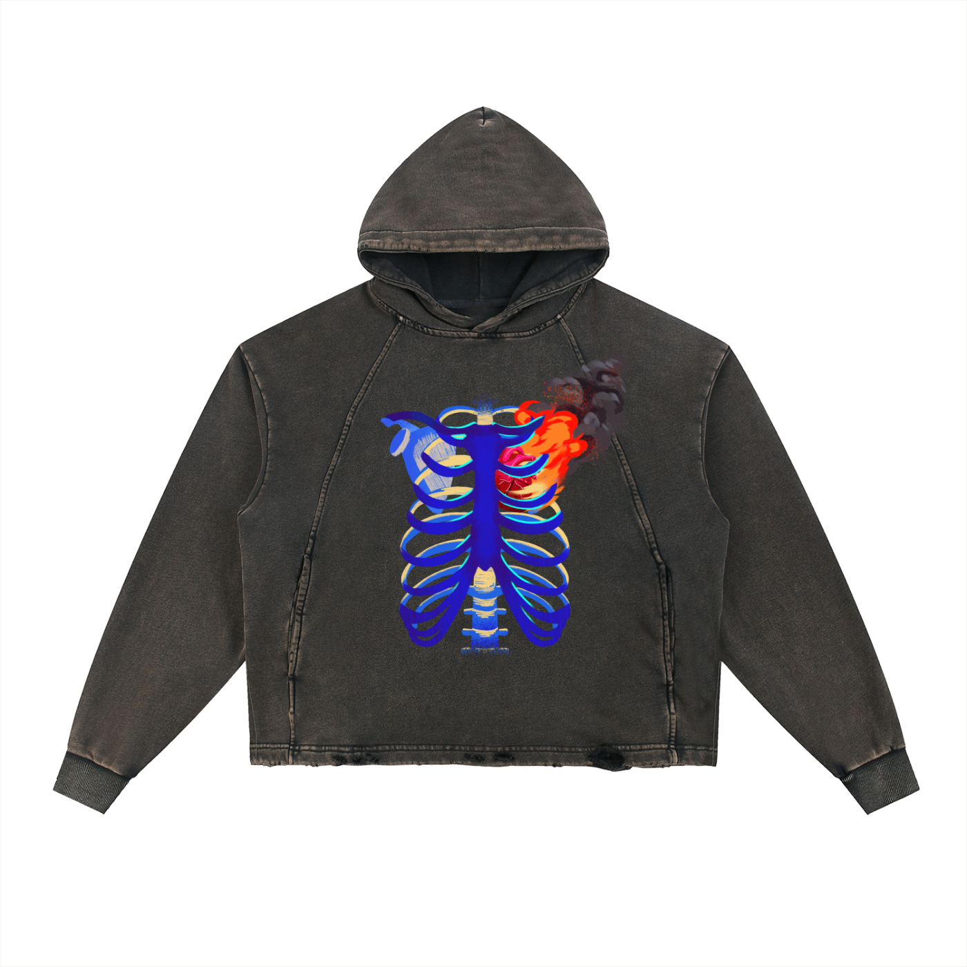 What Do You Burn For? Vintage Washed Frayed-Hem Hoodie
