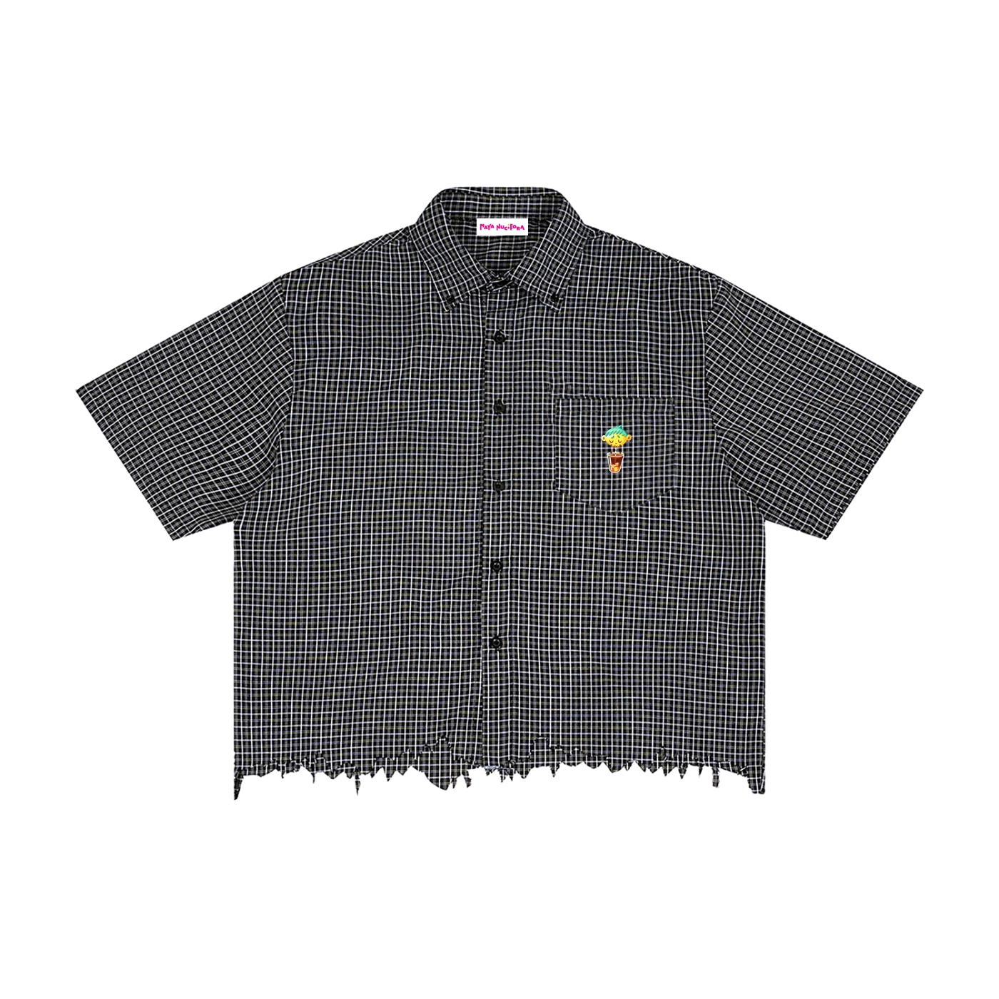 Iced Tears Unisex Distressed Plaid Boxy Shirt