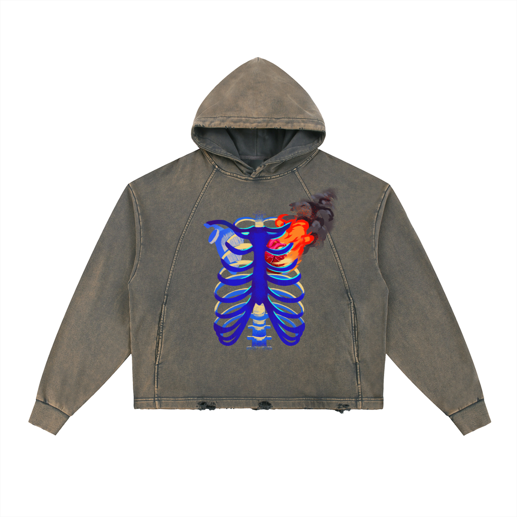 What Do You Burn For? Vintage Washed Frayed-Hem Hoodie