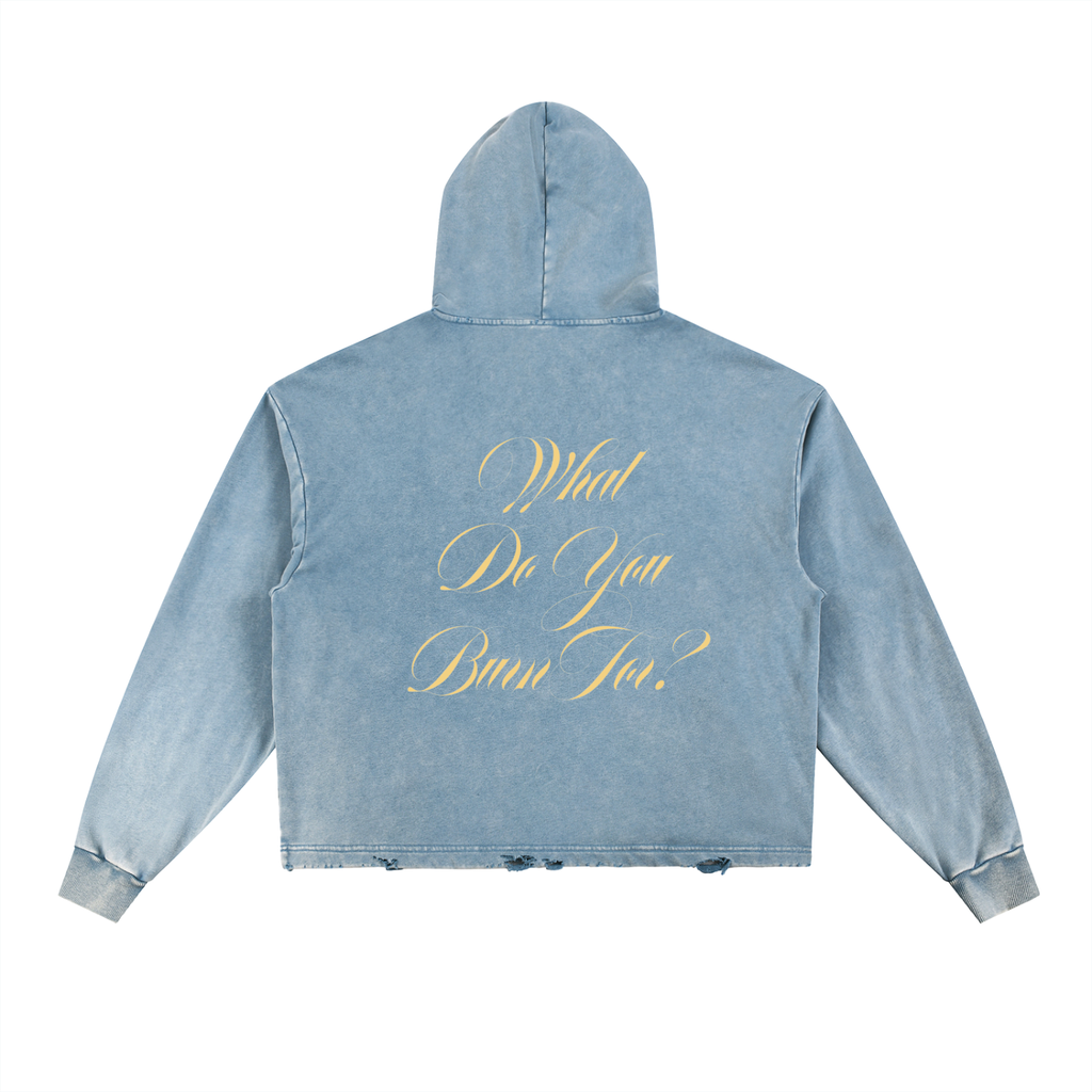 What Do You Burn For? Vintage Washed Frayed-Hem Hoodie
